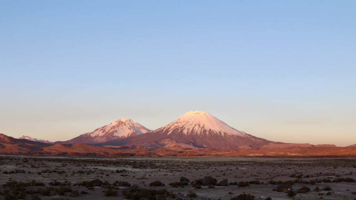 Parinacota Volcano, in the Atacama Desert of Chile. 
