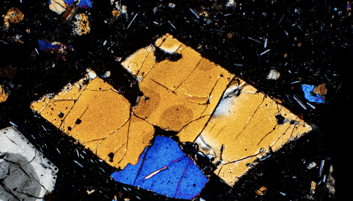 Crystal shards seen under a powerful microscope.